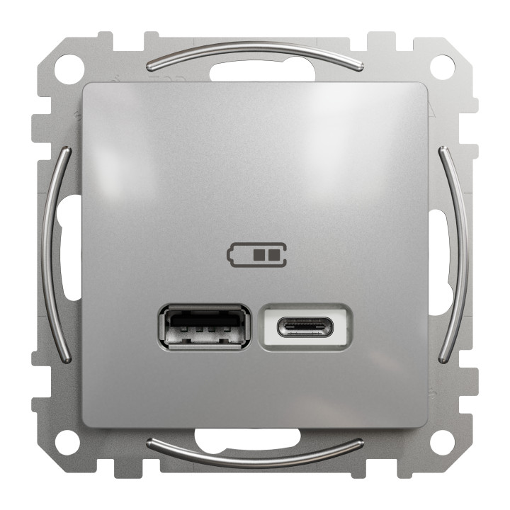 Розетка USB тип A+C 3A 21Вт Schneider Sedna Design Алюміній · SCHNEIDER · uk/rozetka-usb-typ-a-c-3a-21vt-schneider-sedna-design-alyuminij