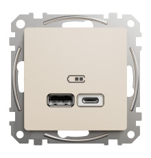 Розетка USB тип A+C 3A 21Вт Schneider Sedna Design Бежевий