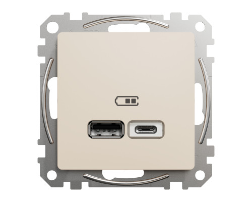 Розетка USB тип A+C 3A 21Вт Schneider Sedna Design Бежевий