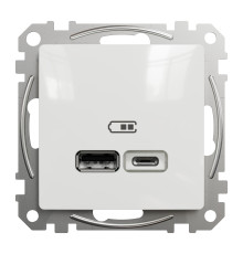 Розетка USB тип A+C 3A 21Вт Schneider Sedna Design Білий