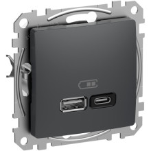 Розетка USB тип A+C 3A 21Вт Schneider Sedna Design Чорний · SCHNEIDER · uk/rozetka-usb-typ-a-c-3a-21vt-schneider-sedna-design-chornyj