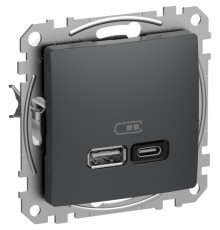 Розетка USB тип A+C 3A 21Вт Schneider Sedna Design Чорний