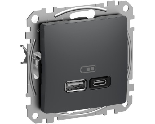 Розетка USB тип A+C 3A 21Вт Schneider Sedna Design Чорний