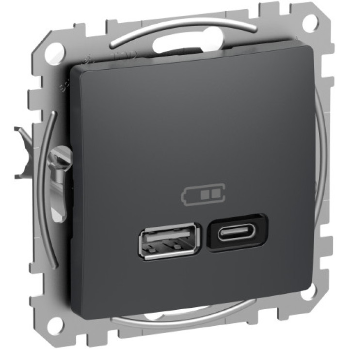 Розетка USB тип A+C 3A 21Вт Schneider Sedna Design Чорний · SCHNEIDER · uk/rozetka-usb-typ-a-c-3a-21vt-schneider-sedna-design-chornyj