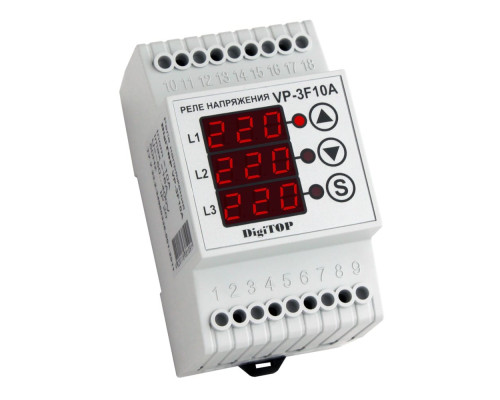 Реле контролю напруги DigiTOP 3P 10A (VP-3F10A)