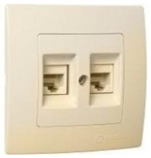 Розетка Makel Lillium Natural Kare подвійна комп'ютерна RJ45 cat. 5E крем (32010036)