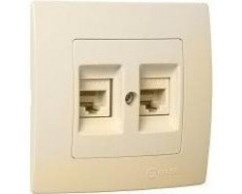 Розетка Makel Lillium Natural Kare подвійна комп'ютерна RJ45 cat. 5E крем (32010036)