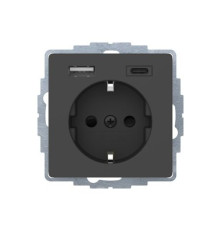 Розетка Berker з з/к 16А/250В + 2-поста USB A-С /3A антрацит Q.x