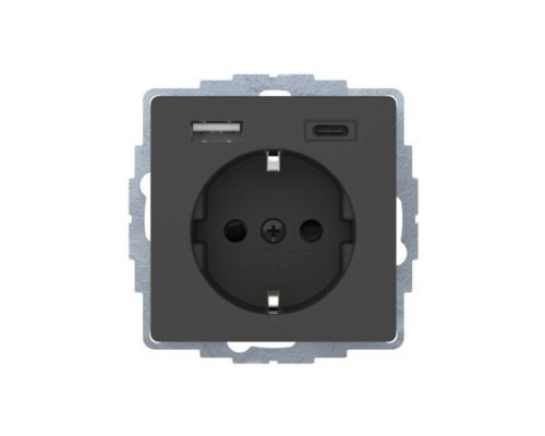 Розетка Berker з з/к 16А/250В + 2-поста USB A-С /3A антрацит Q.x