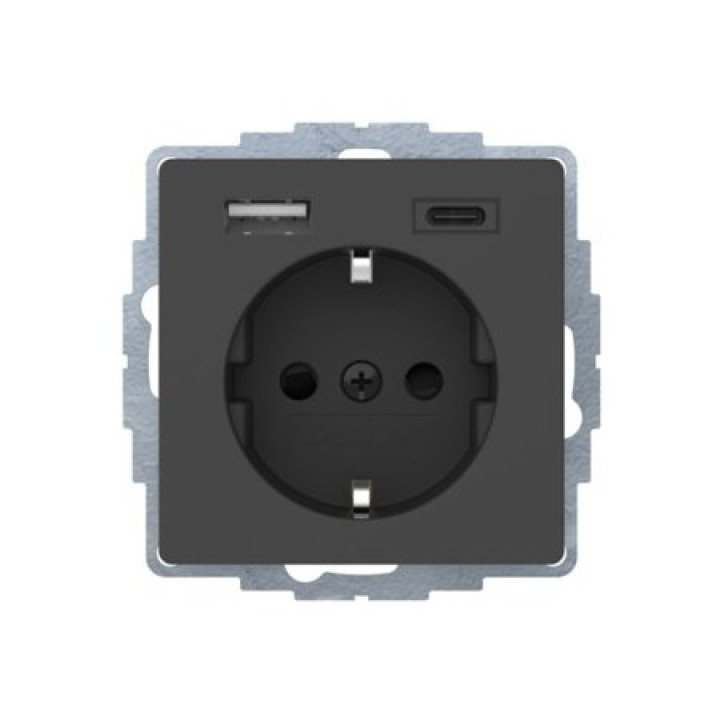 Розетка Berker з з/к 16А/250В + 2-поста USB A-С /3A антрацит Q.x · unknown · uk/rozetka-z-zk-16a250v-2husb-a-s-3a-antratsit-qx
