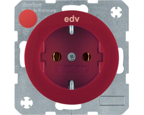 Розетка Berker з з/к червона з надписом EDV, 16А/250В, R.1/R.3