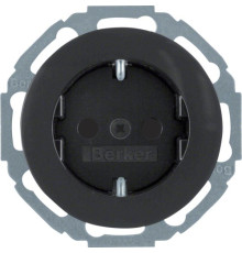 Розетка Berker з з/к, зах.контактів, 16А/250В, чорна, R.Classic
