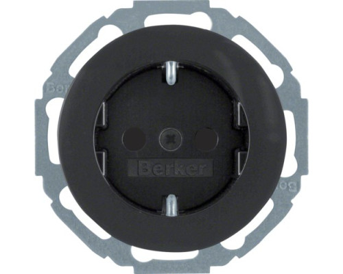 Розетка Berker з з/к, зах.контактів, 16А/250В, чорна, R.Classic