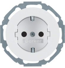 Розетка Berker з з/к, зах.контактів, 16А/250В, пол. білизна, R.Classic