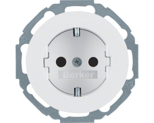 Розетка Berker з з/к, зах.контактів, 16А/250В, пол. білизна, R.Classic