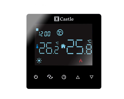 Терморегулятор програмний для теплої підлоги Castle AC606H (Чорний)