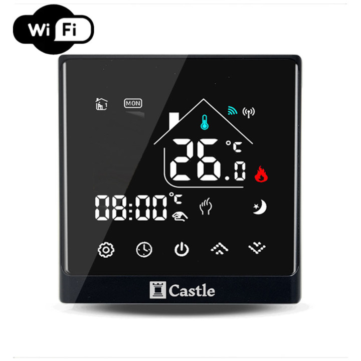 Терморегулятор програмний для теплої підлоги Castle АС8400Н WI-FI Чорний · unknown · uk/termoregulyator-programnij-dlya-teploji-pidlogi-castle-as8400