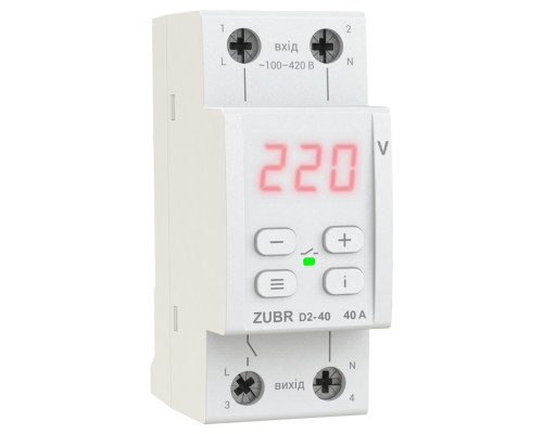 Реле контролю напруги DS Electronics ZUBR D2-40A з термозахистом (D2-40 red)