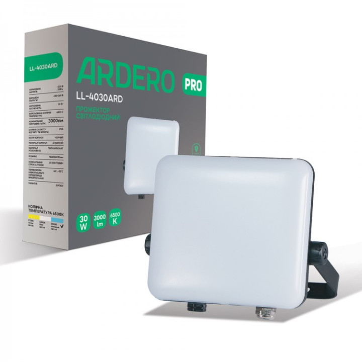 світлодіодний прожектор Ardero LL-4030ARD PRO 30Вт 6500K чорний · Ardero · feron-80226