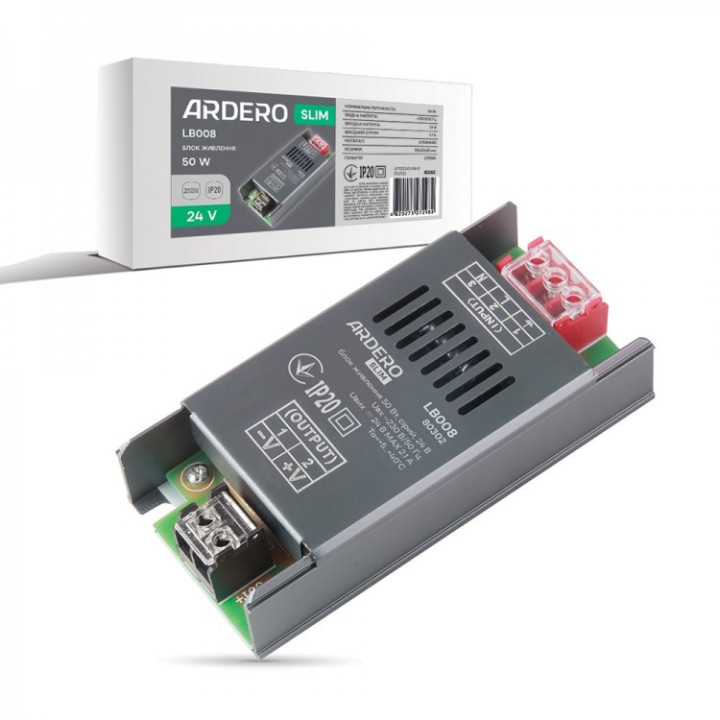 блок живлення для LED стрічки Ardero LB008 24В 50Вт IP20 (80302) · Ardero · feron-80302