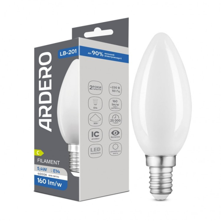 світлодіодна лампа Ardero LB-201 5,4Вт E14 4000K матовая · Ardero · feron-80849