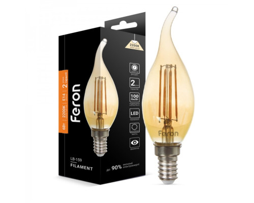 Светодиодная лампа Feron Filament LB-159 6Вт E14 2200K свеча на ветру