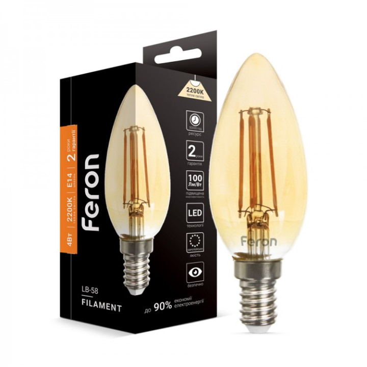 світлодіодна лампа Feron Filament LB-58 4Вт E14 2200K · Feron · feron-01521