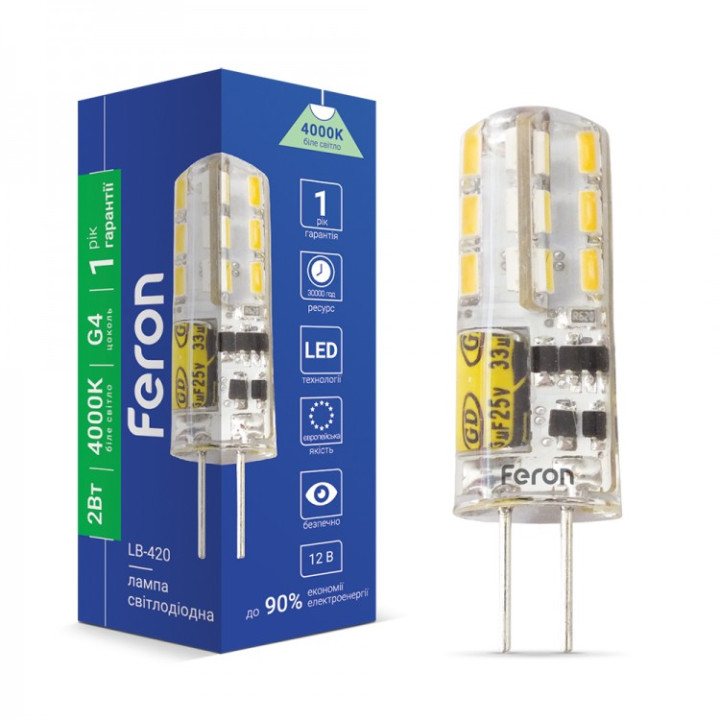 світлодіодна лампа Feron LB-420 2Вт 12V G4 4000K · Feron · feron-25448