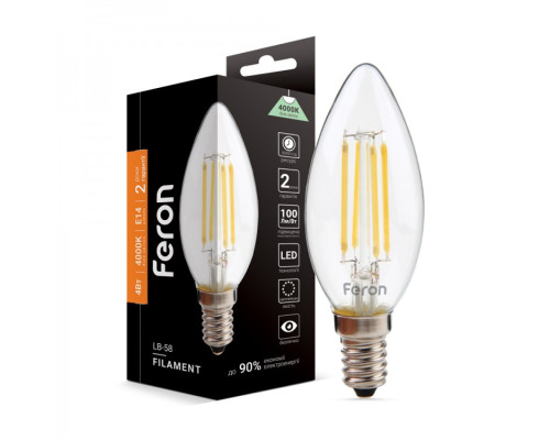світлодіодна лампа Feron Filament LB-58 4Вт E14 4000K