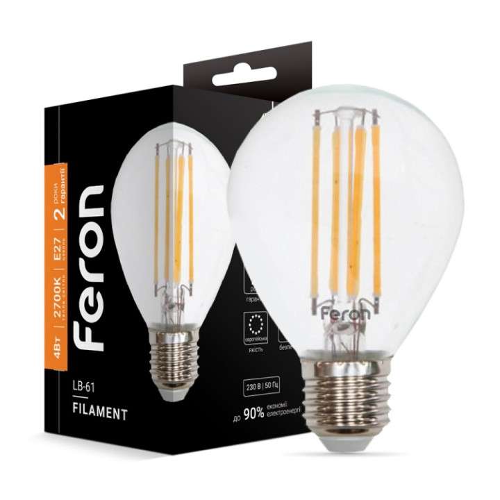 світлодіодна лампа Feron Filament LB-61 4Вт E27 2700K · Feron · feron-25581