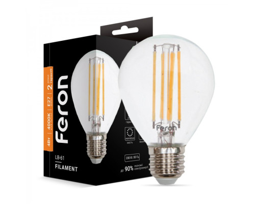 світлодіодна лампа Feron Filament LB-61 4Вт E27 4000K