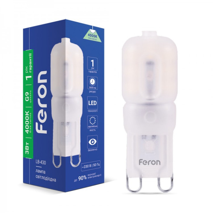 світлодіодна лампа капсульная Feron LB-430 3Вт G9 4000K · Feron · feron-25637