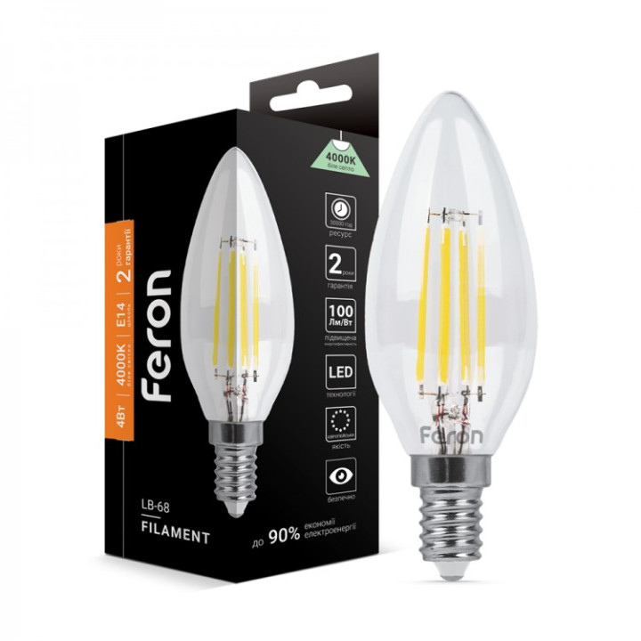 світлодіодна лампа Feron Filament LB-68 4Вт E14 4000K · Feron · feron-25652