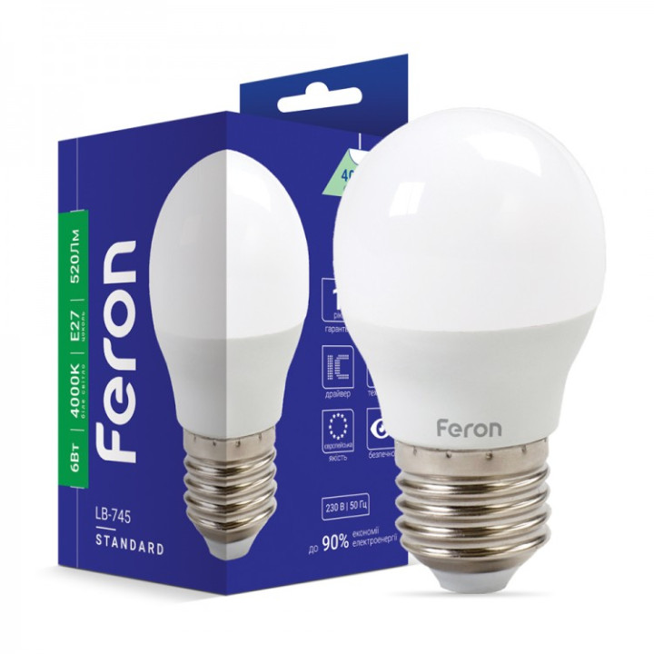 світлодіодна лампа Feron LB-745 6Вт E27 4000K · Feron · feron-25675