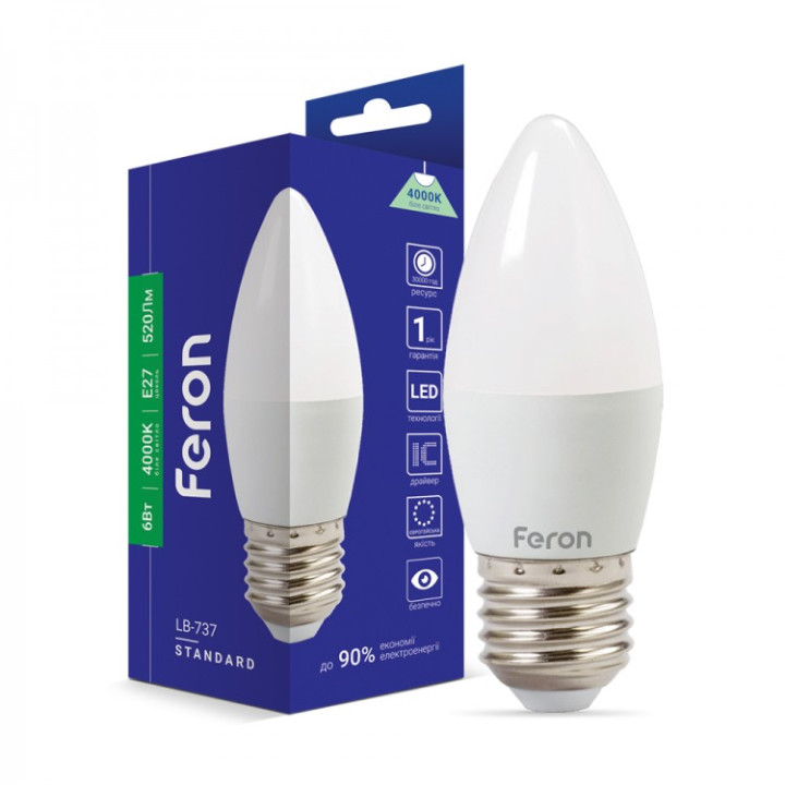 світлодіодна лампа Feron LB-737 6Вт E27 4000K · Feron · feron-25680