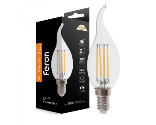 Светодиодная лампа Feron Filament LB-159 6Вт E14 2700K свеча на ветру