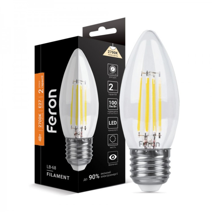 світлодіодна лампа Feron Filament LB-68 4Вт E27 2700K · Feron · feron-25752