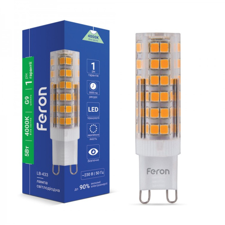 світлодіодна лампа Feron LB-433 5Вт G9 4000K · Feron · feron-25767