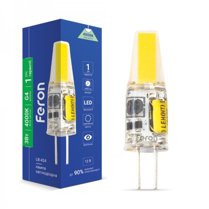 світлодіодна лампа Feron LB-424 3Вт G4 4000K 12V · Feron · feron-25777