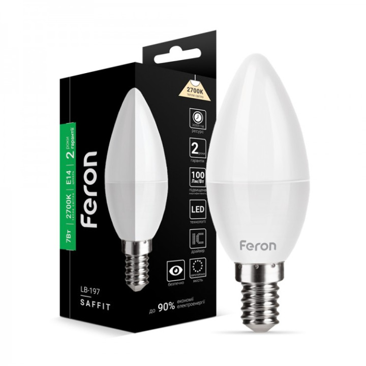 світлодіодна лампа Feron LB-197 7Вт E14 2700K · Feron · feron-25809
