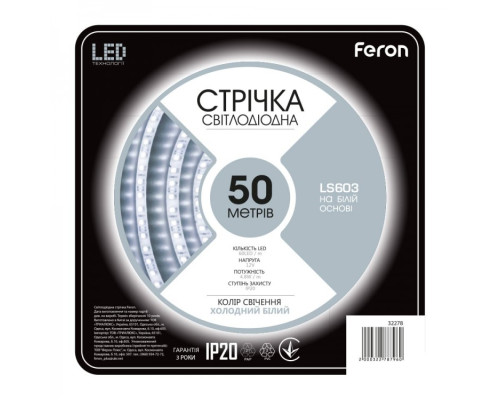 Светодиодная лента Feron LS603 12В 4.8Вт/м белый