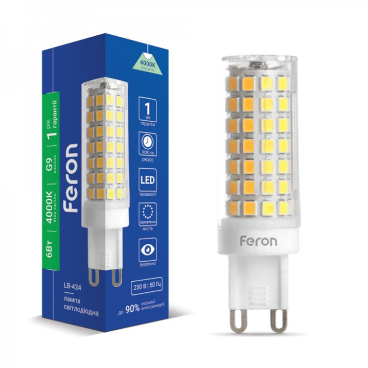 світлодіодна лампа Feron LB-434 6Вт G9 4000K · Feron · feron-38147