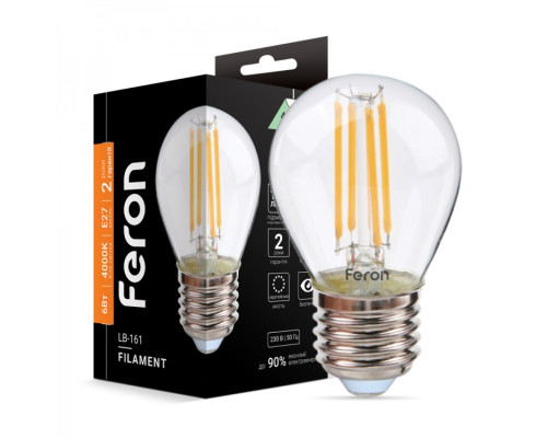 світлодіодна лампа Feron Filament LB-161 6Вт E27 4000K
