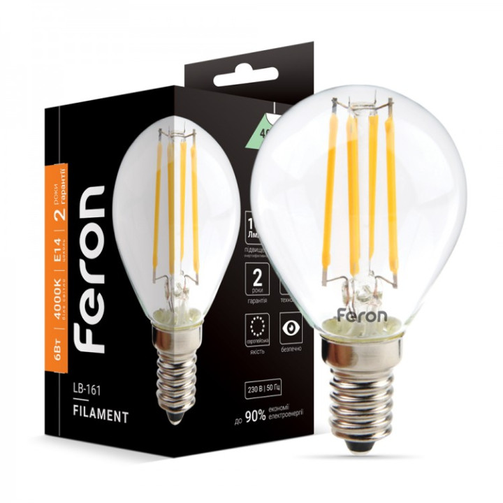 світлодіодна лампа Feron Filament LB-161 6Вт E14 4000K · Feron · feron-40081