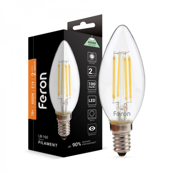 світлодіодна лампа Feron Filament LB-160 7Вт E14 4000K · Feron · feron-40083
