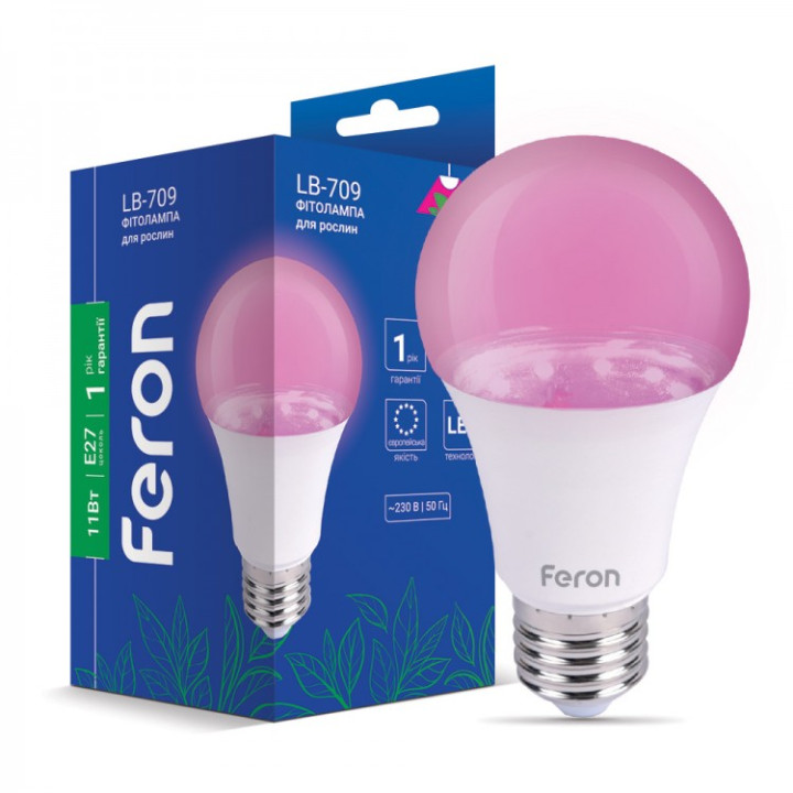 світлодіодна фитолампа Feron LB-709 11Вт E27 · Feron · feron-40140