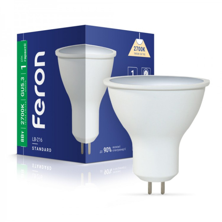 світлодіодна лампа Feron LB-216 8Вт G5.3 2700K · Feron · feron-40184