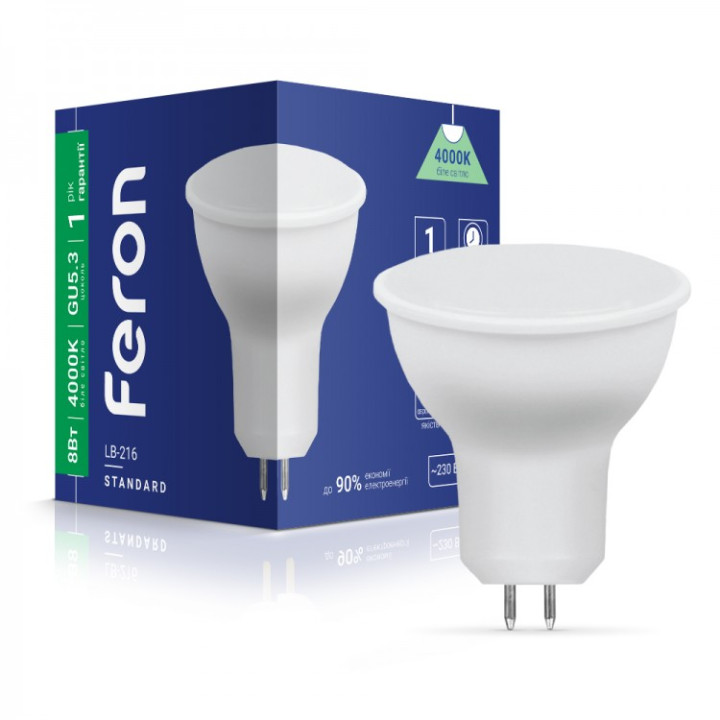 світлодіодна лампа Feron LB-216 8Вт G5.3 4000K · Feron · feron-40185