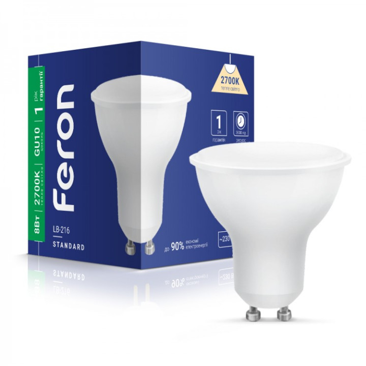 світлодіодна лампа Feron LB-216 8Вт GU10 2700K · Feron · feron-40186