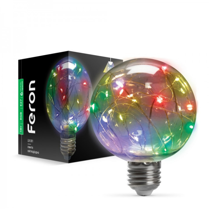 світлодіодна лампа Feron LB-381 1Вт E27 RGB · Feron · feron-41676